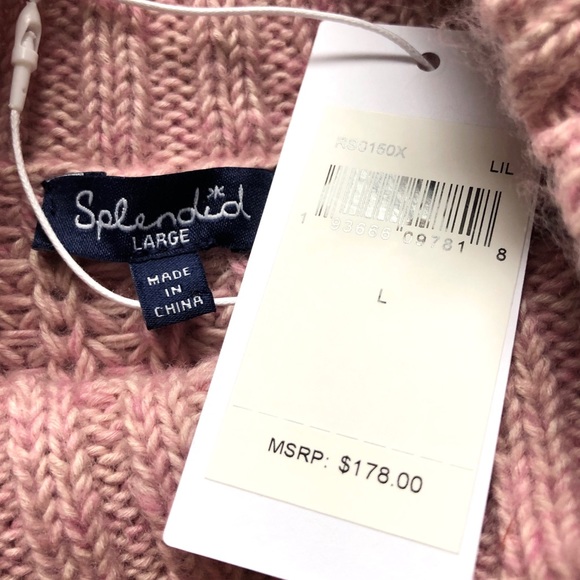 NWT Splendid Pink / Mauve Knit Mock Turtleneck Sweater Size Large - Picture 8 of 9